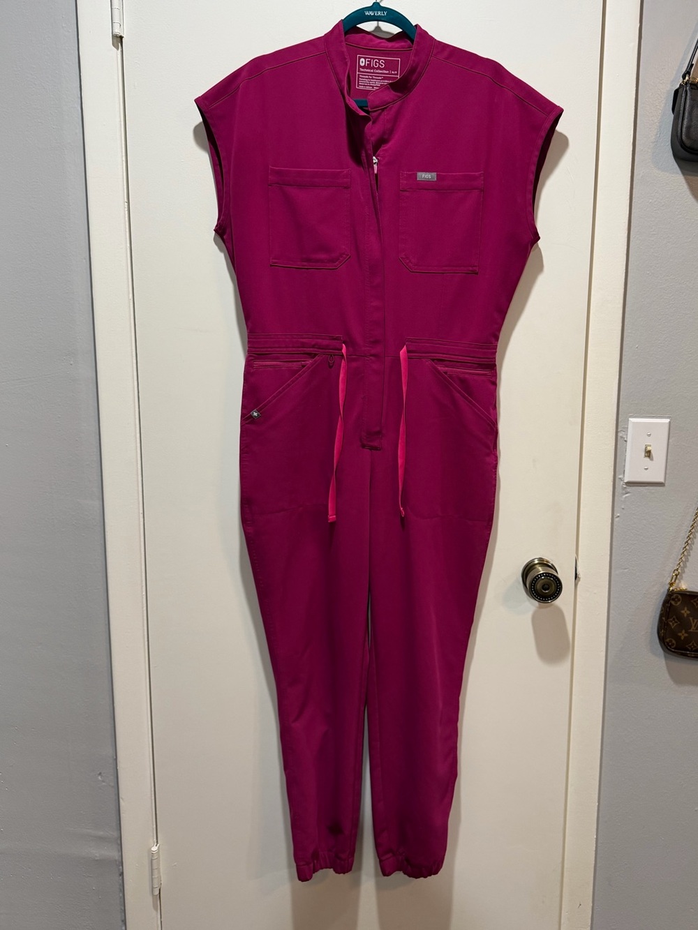 Figs Women's Magenta scrub Jumpsuit